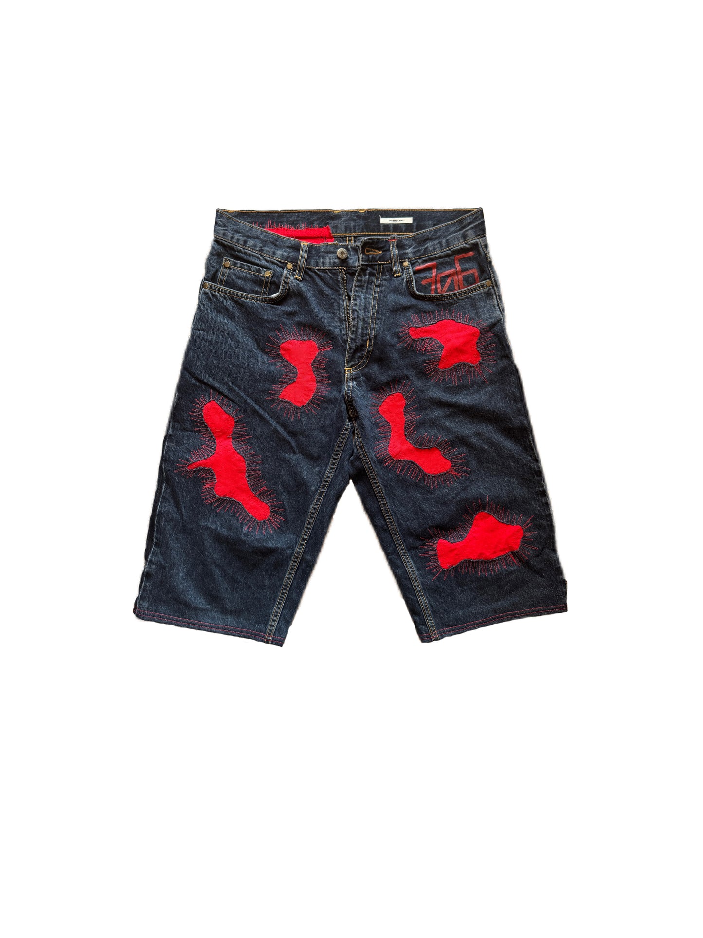 Upcycled denim lava shorts (W)