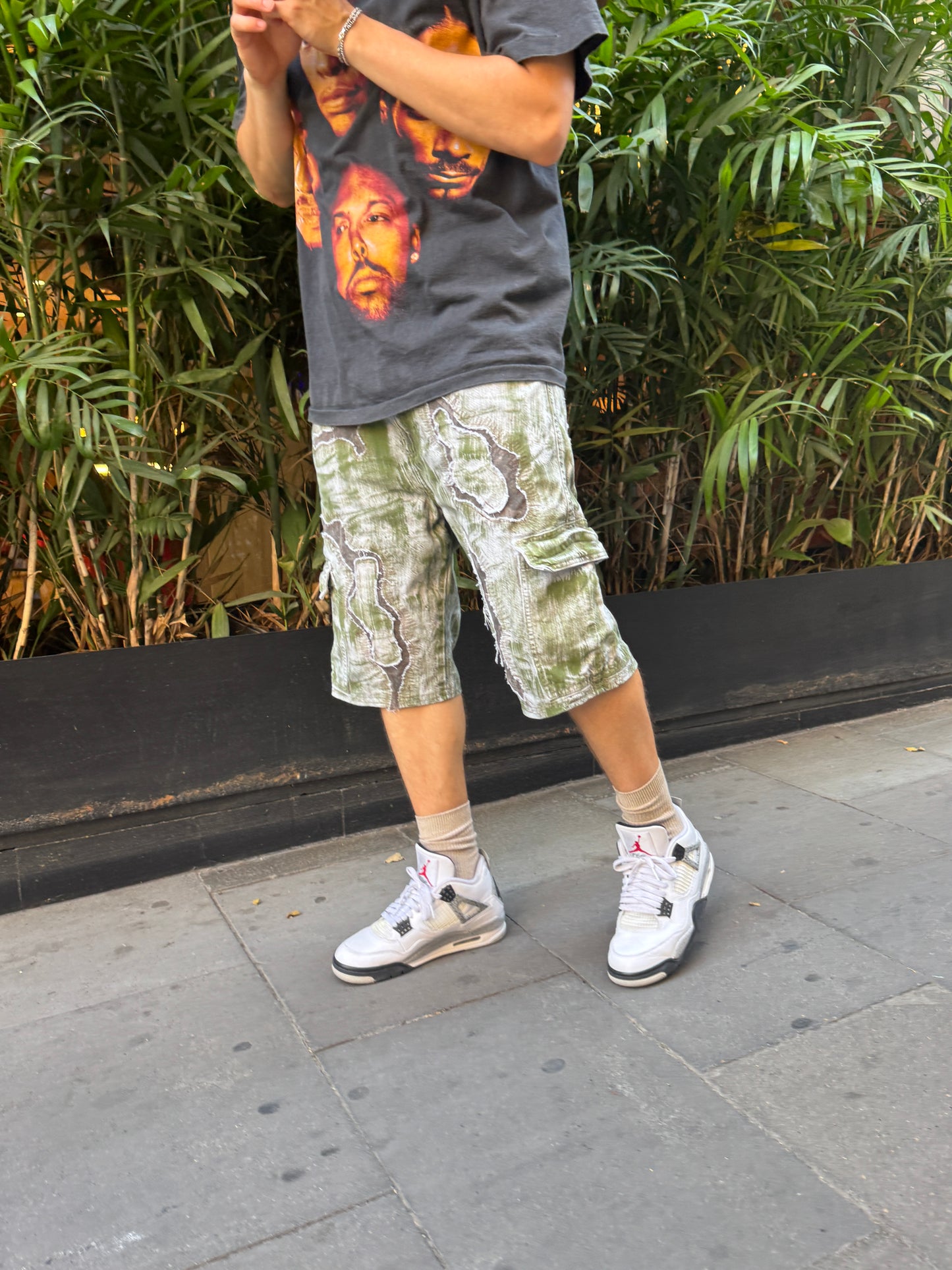 Upcycled painted shorts