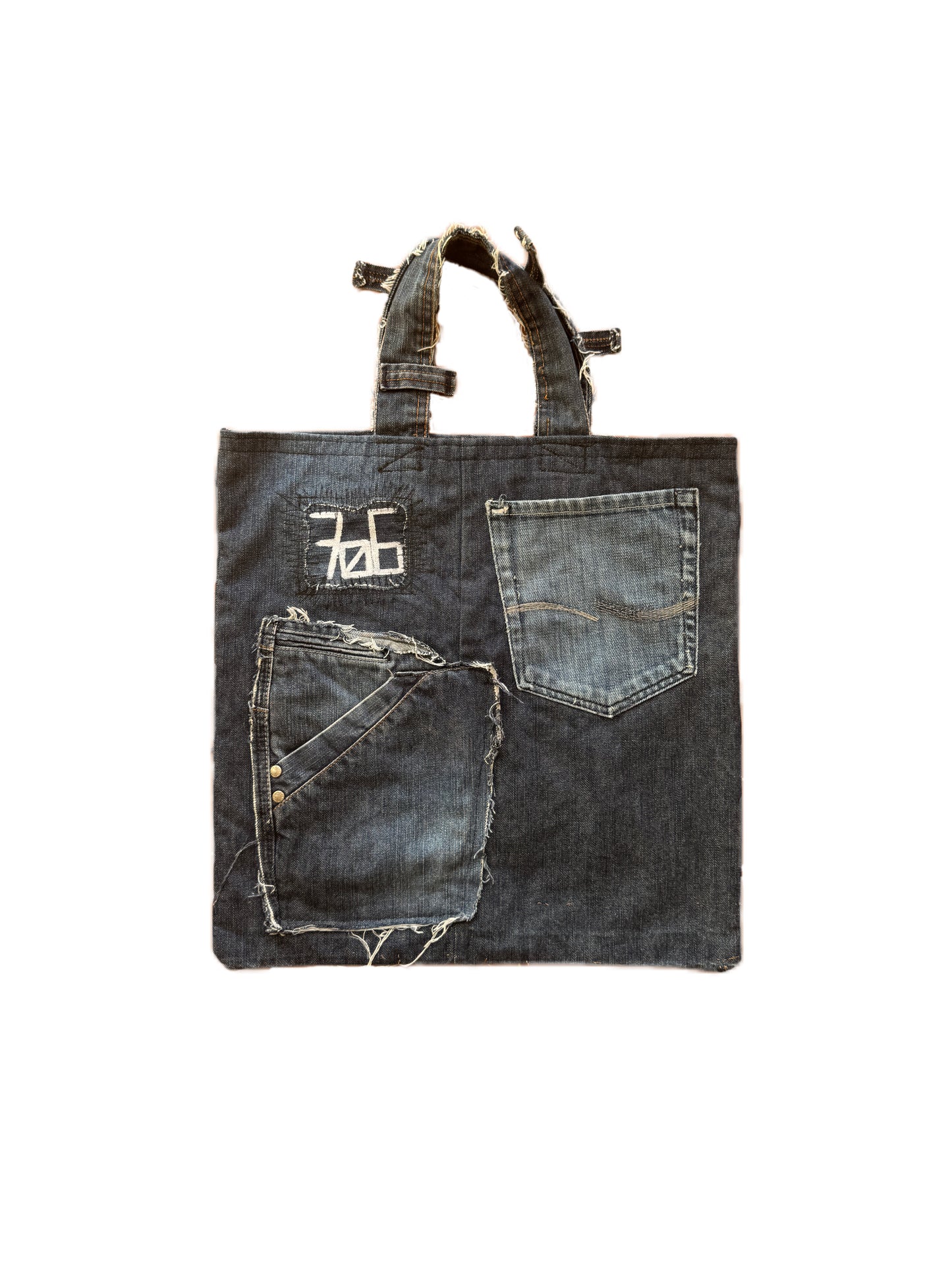 Upcycled denim tote bag (S)