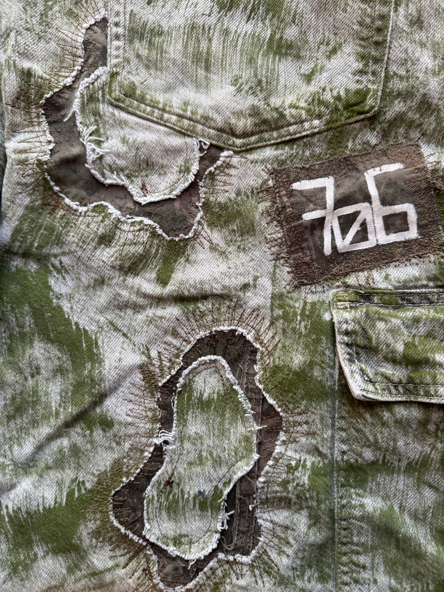 Upcycled painted shorts