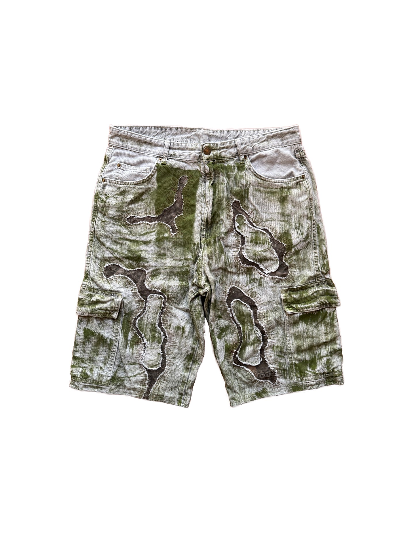 Upcycled painted shorts