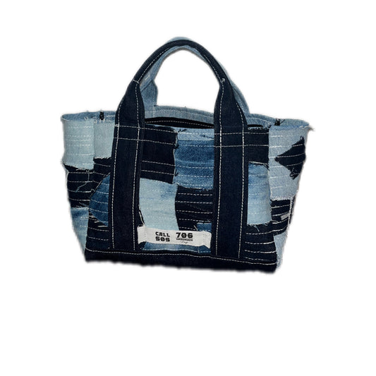 Upcycled denim tote bag for woman