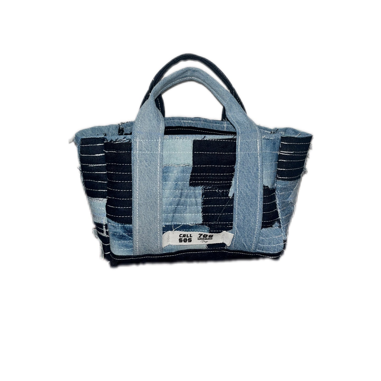 Upcycled denim tote bag for woman