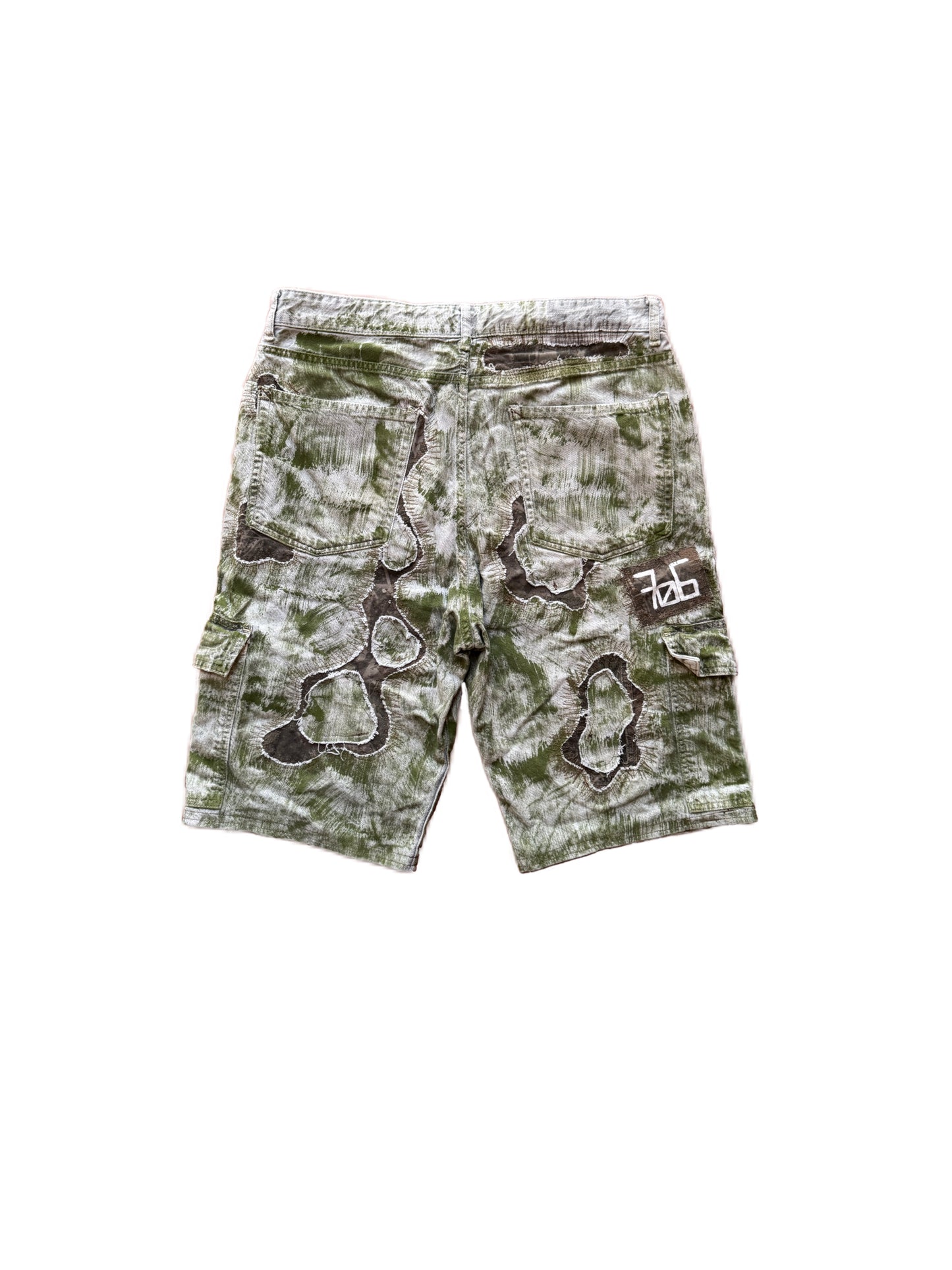 Upcycled painted shorts