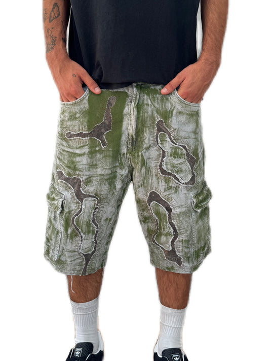 Upcycled painted shorts