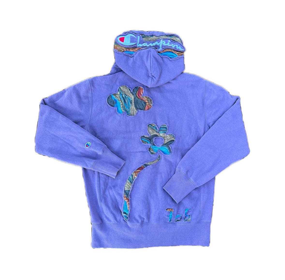 Sudadera con capucha renovada con flores