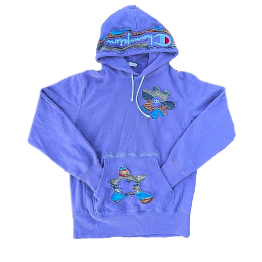 Sudadera con capucha renovada con flores